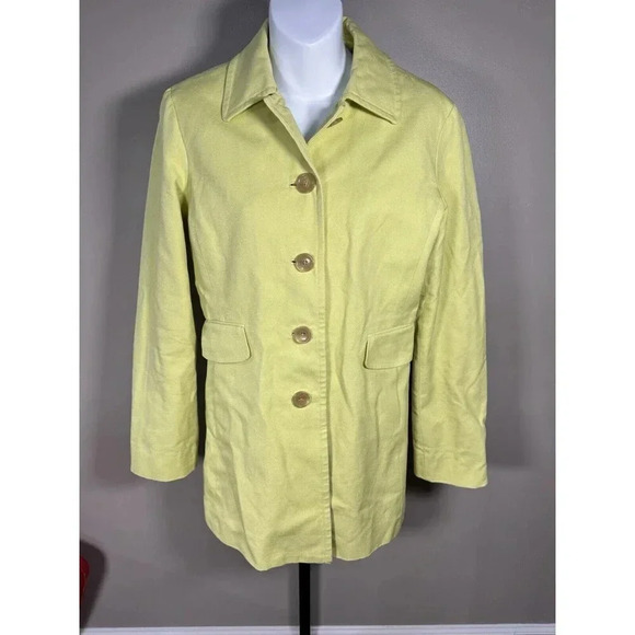 Ann Taylor 100% Cotton Green Peacoat Size S  Cowl Neck Button Front - Picture 1 of 8